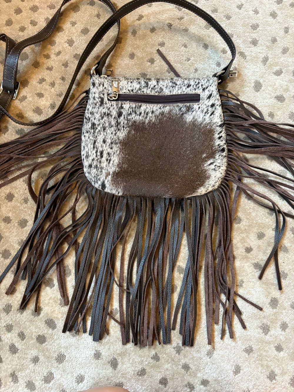 Flavia Maria calf hair and fringe leather western style purse